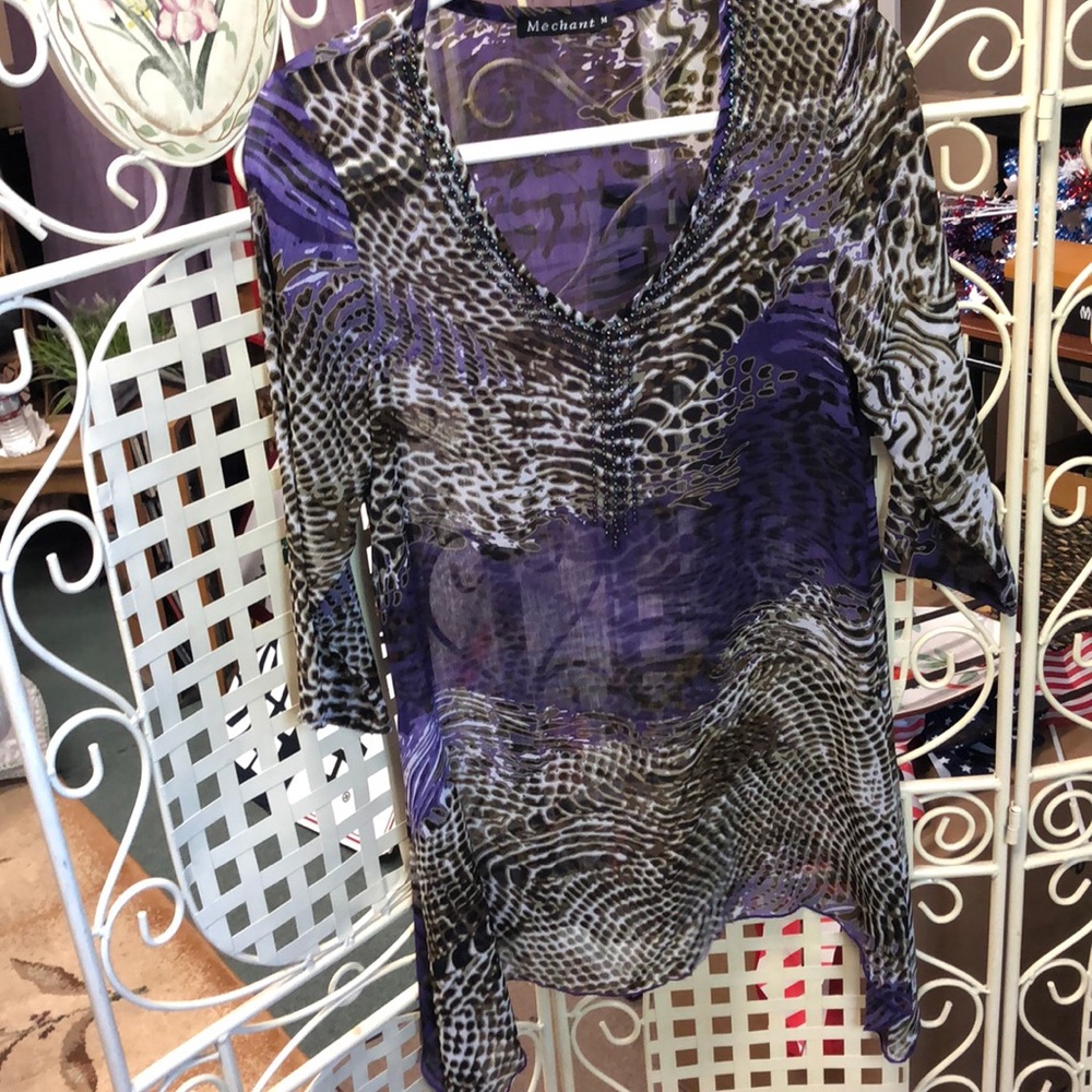 Multi color animal print blouse